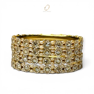 Bridal Pearl <b>Crystal</b> Premium Gold Plated Kashmiri Bangles Set for Women Wholesale Indian Fashion Jewelry at Lowest Price - Product Image 3