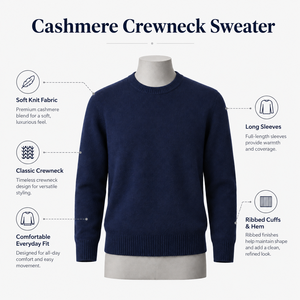 Pull en cachemire pour homme à col rond, séchage rapide, respirant, toucher doux, col classique, construction confortable pour le froid - Product Image 6