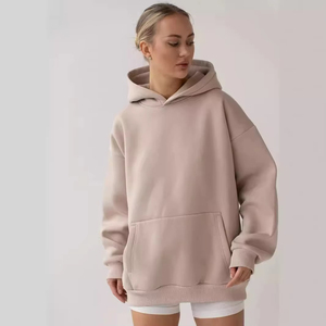 Long Sleeve OEM/ODM Service Logo Casual Plain Blank <b>Soft</b> Loose <b>Women</b> Solid Cotton Fleece <b>Women</b> Oversized <b>Hoodie</b> - Product Image 1