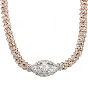 Chaîne cubaine tendance en argent sterling 925 plaqué or de 12 mm et 18 pouces, style hip-hop, large, avec moissanite et diamants glacés, bijoux de mariage et de fête - Product Image 1