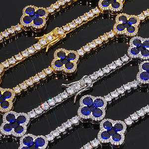 Bracelet en argent 925 pour femme avec saphir, taille brillant ronde, motif floral, sertissage clos, bijoux de luxe pour mariage, provenance Inde - Product Image 3