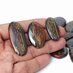 พลอยเหล็กไทเกอร์ธรรมชาติทรงหลวมหลากสีขนาด 20-35 มม. สำหรับทำจี้ แหวน เครื่องประดับเงิน - Product Image 2