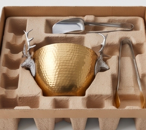 Bol en forme de tête de cerf martelé doré avec un ensemble de pinces, élégant service de table en aluminium pour salades, fruits, collations, table à manger et décoration de la maison - Product Image 6