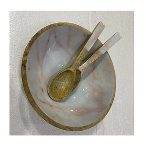 ชามไม้อะคาเซียชามสลัดเคลือบไม้ดีไซน์เป็นเอกลักษณ์ชามสลัดไม้มะม่วง - Product Image 3