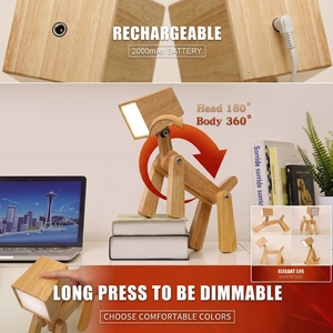 Wooden Rechargeable Led Desk Lamp Touch Control <b>Battery</b> <b>Powered</b> 2700K Warm White <b>Light</b> Minimalist Design Square Shade - Product Image 4