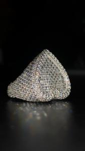 Anillo de lujo con moissanita en forma de corazón, diseño pavé completo con piedras brillantes, joyería llamativa, elegante y atrevida. - Product Image 2