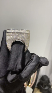 Anillo de Moissanita Iced Out con Diamantes, Plata de Ley 925, Anillo de Mezclilla VVS, Anillo de Declaración Hip Hop, Joyería de Lujo, Regalo para Hombre - Product Image 3