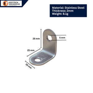 Support d'angle en acier inoxydable 25x25x16mm, surface polie, pour étagères et armoires modernes, montage facile - Product Image 1