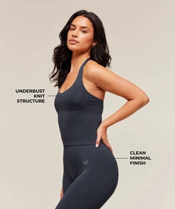 Ensemble de sport pour femme : Débardeur de yoga sans coutures à col halter avec soutien-gorge intégré et leggings taille haute, séchage rapide, extensible, anti-humidité - Product Image 1