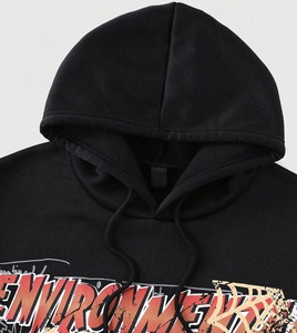 Sudadera con Capucha para Hombre, 100% Algodón Francés, Estampado de Calavera Vintage, Estilo Casual de Invierno, con Cordón Ajustable, Hombros Caídos, Manga Larga, Personalizable OEM - Product Image 4