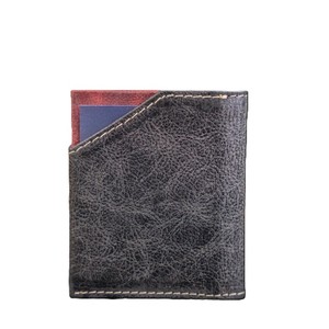 Minimalist Black Genuine Leather Men Wallet Textured Front Pocket Card Holder Ultraslim <b>Bifold</b> Center Cash Slot Short Mini <b>Purse</b> - Product Image 4