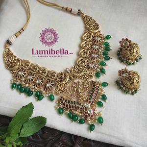 Kemp Traditional Peacock Fashion Jewelry Necklace Set - Product Image 4