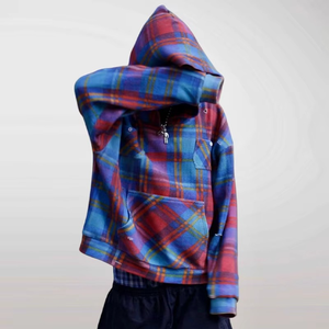 Sweat-shirt à capuche en flanelle à carreaux pour homme, coupe classique, décontracté, pour l'automne, avec poches, 100% coton, motif tissé - Product Image 3