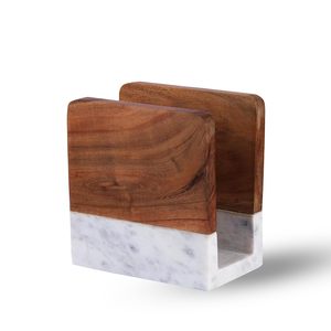 Porte-serviettes en bois et pierre pour table à manger, support pour papier absorbant pour cuisine, bureau, décoration de la maison, organisateur de table moderne - Product Image 1