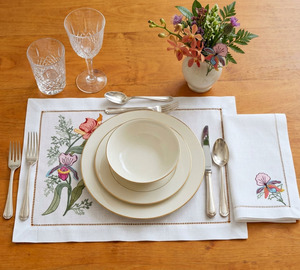 Juego de Manteles Individuales y Servilletas Ovalados de Algodón Blanco con Bordado de Orquídeas de Lujo, con Dobladillo, Personalizables, Decoración de Mesa, Lavables a Máquina, para el Hogar - Product Image 4