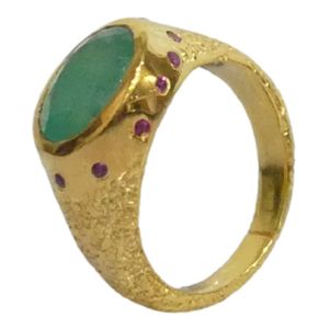 Gemvanity SR1475 Gold Plated Christian Luxury Classic Channel Setting Brilliant Cut <b>Emerald</b> Ruby Gemstone <b>Rings</b> - Product Image 1