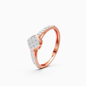 Bague carrée sertie de diamants avec 0,28 carat de diamants de laboratoire en or rose 9 carats, or blanc, or jaune - Product Image 2