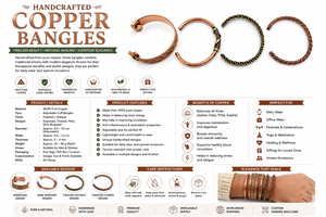 Handcrafted <b>Copper</b> Bangles Adjustable Pure <b>Copper</b> <b>Bracelets</b> for Daily Wear Wellness Fashion and Gifting - Product Image 6