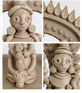 Handmade <b>Resin</b> Durga Family Sculpture Traditional Religious Diwali Figurine Tabletop Decor Living Room Art - Product Image 5