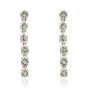 14K Solid White Gold Radiant Green Amethyst Drop Dangle <b>Earrings</b> - Product Image 1