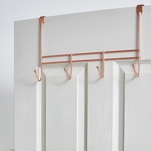 Porte-serviettes métallique à suspendre sur la porte, en acier inoxydable brossé, 4 crochets, organisateur de salle de bain minimaliste, support de serviettes de bain mobile - Product Image 2