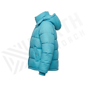 Hooded Quilted Waterproof <b>Bubble</b> Jacket Black Full Sleeve Winter Windproof Cotton Shell Knitted Fabric Polyester Filling Stand - Product Image 3