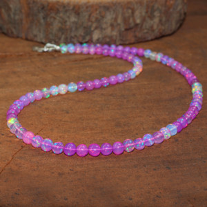 Round <b>Opal</b> Shaded Beads Handmade <b>Necklace</b> Gemstone Beaded <b>Necklace</b> Handmade Candy <b>Opal</b> <b>Necklace</b> For Women - Product Image 1