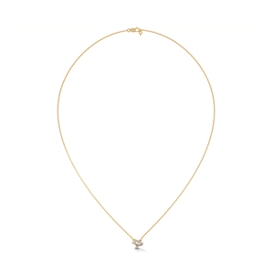 Gold Color Three Stone Pendant Necklace Diamond Look Clasp Chain Jewelry for Women Party <b>Gift</b> - Product Image 3