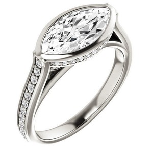 Anillo de Moissanita con Corte Marquesa, Plata de Ley 925, Chapado en Oro Blanco, Anillo de Compromiso, Boda, Promesa, de Lujo, Certificado - Product Image 3