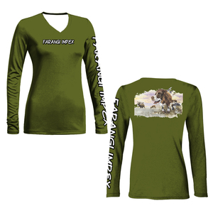 Wholesale V <b>Neck</b> Women's Red Long Sleeve Fishing Shirt With <b>Turtle</b> Print UPF 50 Anti UV Sun Protection Polyester/Spandex Jersey - Product Image 4