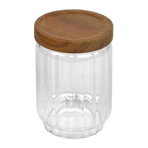 DISPLAYEX INDIA SS-717171 Glass Jars Wooden Covers for Pantry <b>Storage</b> Cereals <b>Pasta</b> Flour Sugar Cookies Candy Spices Dishwasher - Product Image 4