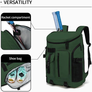 Large Capacity Tennis <b>Racket</b> Backpack Waterproof Forest Green Sports Bag with Multi Pocket Storage for Training - Product Image 3