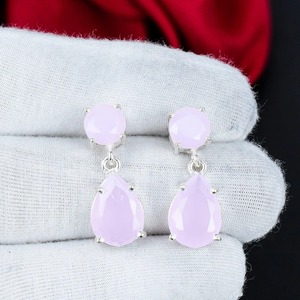 Rose Quartz Gemstone Drop Earrings 925 <b>Sterling</b> <b>Silver</b> Pear Cut Handmade Dangle Earrings Elegant Jewelry Gift for Women - Product Image 4
