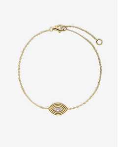 Pulseras de Cadena Ojo Turco de Oro Sólido 14K 18K con Diamantes Cultivados en Laboratorio Engastados en Puntas, Diseño Acanalado Minimalista para Uso Diario, Joyería Fina - Product Image 1