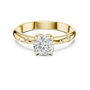 Anillo de Compromiso de Diamante CVD Cultivado en Laboratorio, Corte Brillante Redondo de 1.00 Quilates, Claridad VS1, Color F, Oro Amarillo Clásico de 10K, Joyería para Mujer - Product Image 1