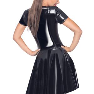 Minivestido Negro de Vinilo para Mujer, Brillante, Ajustado, para Fiesta, Club, sin Mangas, Ropa de Noche, Atuendo de Moda con Diseño Elástico - Product Image 1