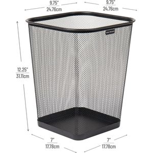 Ensemble de 2 poubelles de bureau noires en métal maillé, 9,75'' L x 9,75'' L x 12,25'' H - Product Image 3