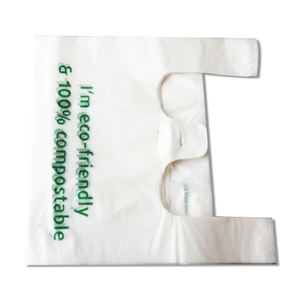 PLA Materia Ecológico Compostable Camiseta Bolsa Baja huella de carbono Multi-Uso Personalizado Precio al por mayor Fábrica de Vietnam - Product Image 5