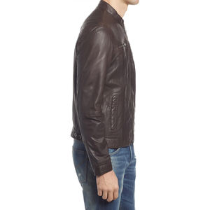 Custom <b>Men's</b> Sheep Skin Fashion Leather Jacket with Stand Collar Made in Pakistan jacket for <b>men</b> - Product Image 3