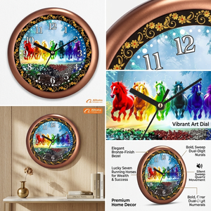 Reloj de Pared con Impresión Personalizada de Siete Caballos de Buena Suerte para Navidad y el Día de la Madre - Product Image 2