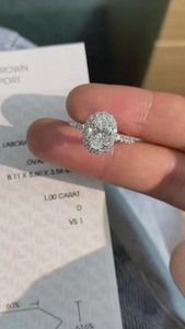 แหวนหมั้นเพชรทรงรีมินิมอลสำหรับผู้หญิง ทอง 14k เพชรเลี้ยงในห้องปฏิบัติการ ดีไซน์คลาสสิก รูปทรงฮาโล ได้รับการรับรองจาก IGI - Product Image 2