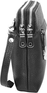 Fazmax Corporation Black Leather <b>Zip</b> Around <b>Wallet</b> with Dual Zippers and Wrist Strap Model A33 - Product Image 5
