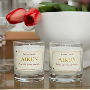 เทียนหอมกลิ่นดอกส้มในขวดแก้วหรูหราพร้อมฉลากส่วนตัวแบบกำหนดเองของ AIKUN สำหรับใช้ในบ้าน งานแต่งงาน และสร้างบรรยากาศหอมละมุน - Product Image 1