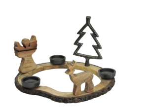 Elegant Gold Reindeer Silver Christmas Tree Aluminium Handmade <b>Candle</b> Holder Wooden Base Festive Holiday Tabletop Decor <b>Xmas</b> - Product Image 2