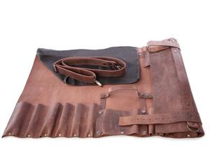Premium Leather Knife <b>Roll</b> Kitchen Knife Storage Carrier Chef <b>Tool</b> Organizer Durable Travel <b>Bag</b> LKR-0309 - Product Image 1