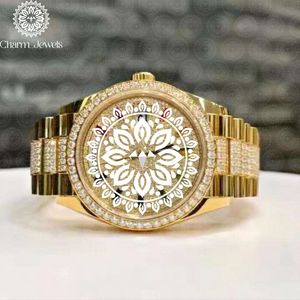 Charm Jewels Luxury Yellow Gold Round Analog Quartz <b>Watch</b> 40mm Sapphire Crystal Folding Clasp Men - Product Image 1