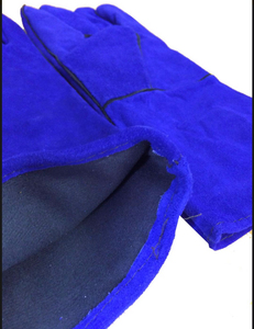 Gants de protection pour soudage MIG en cuir bleu doublés de Kevlar, résistance aux éclaboussures de métal fondu, test de type A - Product Image 3