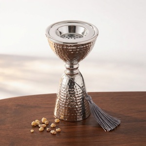 Luxury Arabic <b>Bakhoor</b> Burner Gold Silver Electroplated Censer Hammered Metal Mubkhar For <b>Oud</b> Charcoal Aromatherapy Ramadan Decor - Product Image 2