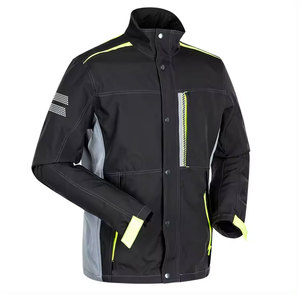 Chaqueta de Motocicleta Negra para Hombre, Resistente al Viento, con Paneles Grises y Rayas Reflectantes, Cuello Alto, Cierre de Cremallera, Estilo Deportivo - Product Image 2