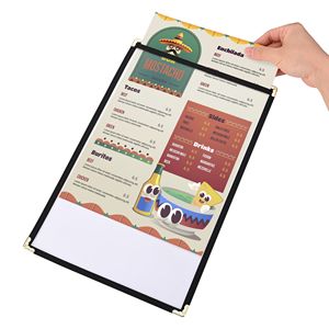 Cubierta de Menú Negra de un Solo Volumen, 1 Página, 8.5x14 Pulgadas, Diseño Elegante - Product Image 4